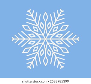 Snowflake line icon. Symbol of winter and cold. Geometric ornate snowflake silhouette. Frosty ornament, snow and snowfall. Outline vector illustration isolated on background