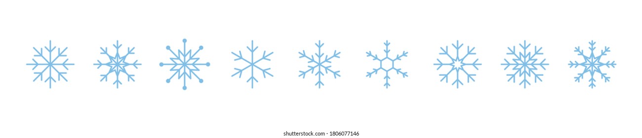 Snowflake line icon. Vector isolated elements. Set of vector isolated line snowflake line icons. Snowflakes template. Blue snowflake. EPS 10