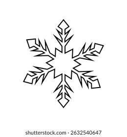ícone de linha de floco de neve vetor no fundo branco