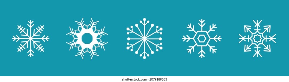 Snowflake Line Icons Editable Stroke. illustration with blue background