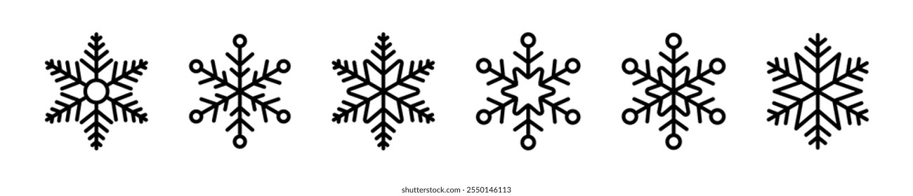 Snowflake line icons. Snow icons. Snowflakes