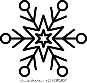 Snowflake Line Vector Icon Design