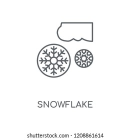 Snowflake linear icon. Snowflake concept stroke symbol design. Thin graphic elements vector illustration, outline pattern on a white background, eps 10.