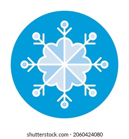 Snowflake linear icon. Sign of blue snowflake for xmas symbol, new year decoration, Christmas web banner. Vector icon ice, snow emblem. Festive winter season logotype. Minimalist flat illustration.