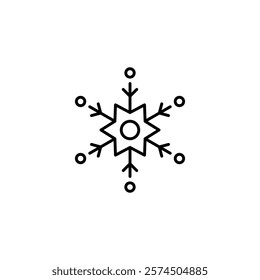 Snowflake linear icon. Thin line customizable illustration. Contour symbol. Vector isolated outline drawing. Editable stroke