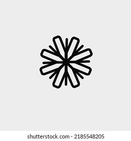 Snowflake linear. Isolated on white background. Vector illustration. For greeting card, invitation, tag.