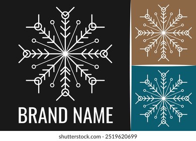Logo de Snowflake. Logotipo de Navidades snow. Logo congelado de hielo frío de invierno de copos de nieve