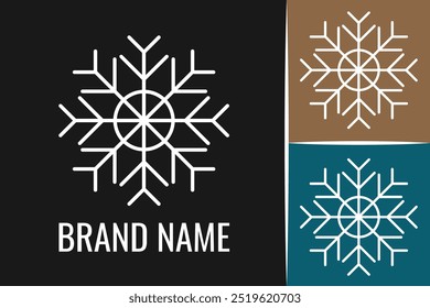 Logo de Snowflake. Logotipo de Navidades snow. Logo congelado de hielo frío de invierno de copos de nieve