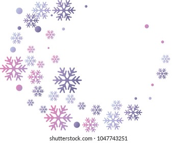 Snowflake macro vector illustration, snow flakes confetti chaotic scatter card in blue and white. Winter xmas snow background. Flakes falling and flying winter tale vector background.