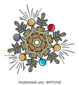 Snowflake made ??from the Christmas holiday items