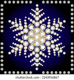 Snowflake made from diamonds. vector illustration