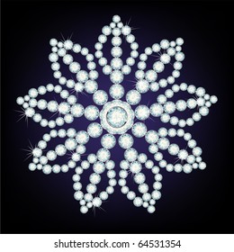 Snowflake made from diamonds. the vector illustration