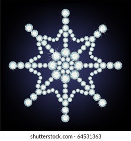 Snowflake made from diamonds. the vector illustration