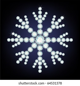 Snowflake made from diamonds. the vector illustration