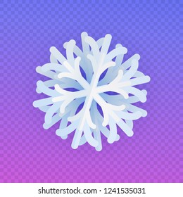 Snowflake made in modern style, paper imitation.  Festive Merry Christmas design. Vector illustration.