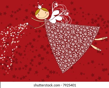 snowflake magical christmas fairy (vector)