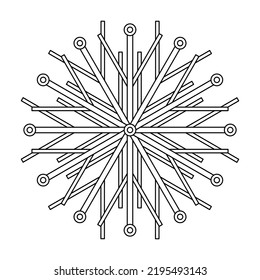 Copo de nieve, página de color mandala. Colores de libros anti estrés para niños adultos y mayores. Ilustración vectorial en blanco y negro. Diseño de líneas de arte