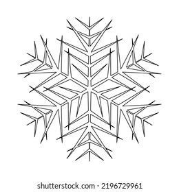 Copo de nieve, página de color mandala. Colores de libros anti estrés para niños adultos y mayores. Ilustración vectorial en blanco y negro. Diseño de líneas de arte.