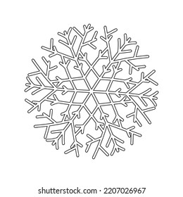 Snowflake, mandala Coloring page. Coloring anti stress book for adult and older children. Black and white vector illustration.