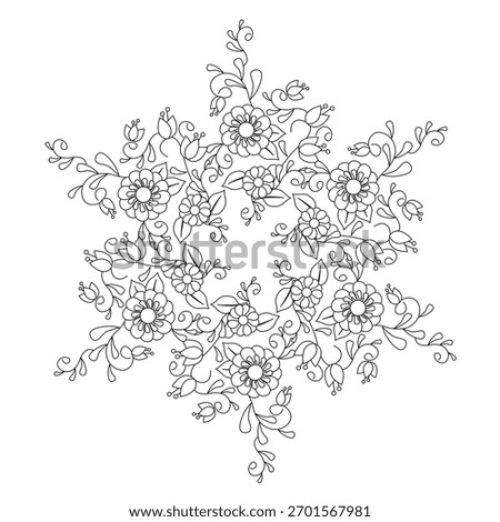 Snowflake mandala doodle coloring page illustration for, web, for print, for adult 