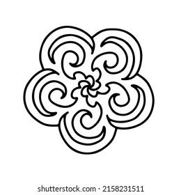 Snowflake. Mandala flower icon. Line style. Vector illustration