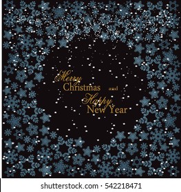 Snowflake Mandala for greeting card Happy New Year Christmas.. Holiday greeting with snowflake background. Vector illustration