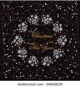 Snowflake Mandala. Holiday greeting with snowflake background. Vector illustration