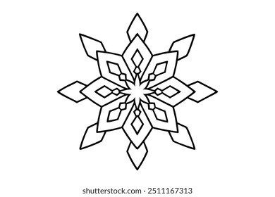 Schneeflocke Mandala mit komplizierten, symmetrischen Wintermustern - kräftige, klare Linien zum Färben