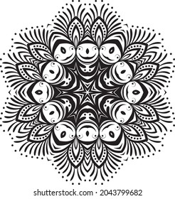 Schneeflocke. Mandala. Monochrome Vektorgrafik