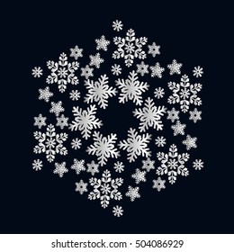 Snowflake. Mandala s snowflakes Postcard for Christmas, New Year, winter vacation. Vector illustration