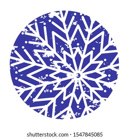Snowflake mandala vector file. Grunge image. Merry Christmas and Happy new year decor. Stock digital file.