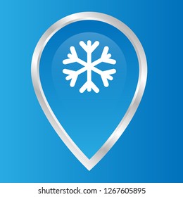 Snowflake and map pin. logo concept. Designed for your web site design, logo, app, UI