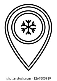 Snowflake and map pin. logo concept. Designed for your web site design, logo, app, UI