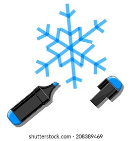 Snowflake and marker vector illustration