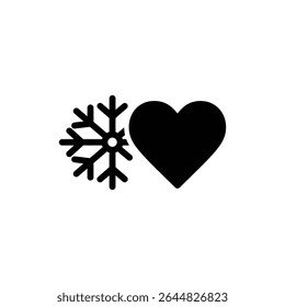 Copo de nieve derritiéndose en forma de corazón para el amor de invierno