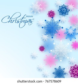 Snowflake Merry Christmas blue background pary invitation winter card
