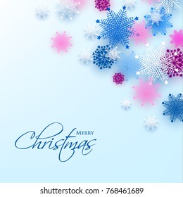 Snowflake Merry Christmas blue background pary invitation winter card