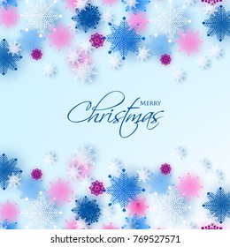 Snowflake Merry Christmas blue background pary invitation winter card