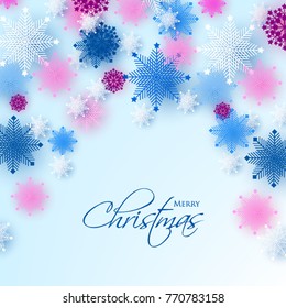 Snowflake Merry Christmas blue background pary invitation winter card