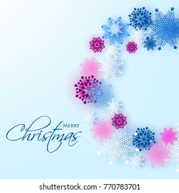 Snowflake Merry Christmas blue background pary invitation winter card