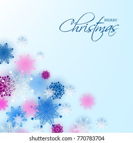 Snowflake Merry Christmas blue background pary invitation winter card