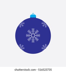 Snowflake Merry Christmas and New Year ball Icon Symbol