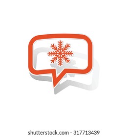 Snowflake message sticker, orange chat bubble with image inside, on white background