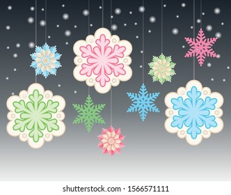 Snowflake mobile hanging graphic vector