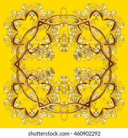 Snowflake mosaic icon. Flat design. Silhouette snow flake sign isolated golden colors. Vector illustration. Graphic element decoration. Symbol winter, frozen, Christmas, New Year holiday.
