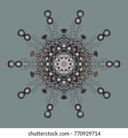 Snowflake mosaic icon. Flat design. Vector illustration. Symbol winter, frozen, Christmas, New Year holiday. Graphic element decoration. Neutral, gray and brown silhouette snow flake sign.