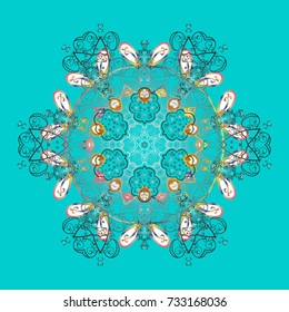 Snowflake mosaic icon. Graphic element decoration. Flat design. Vector. Blue, gray and white silhouette snow flake sign isolated blue, gray and white colors. Symbol winter, frozen, New Year holiday.