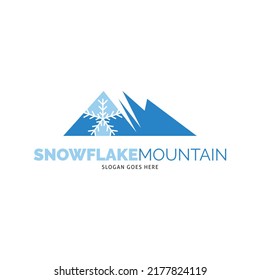 Snowflake Mountain Icon Vector Logo Template Illustration Design