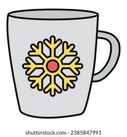 Snowflake Mug Fill inside vector icon which can easily modify or edit