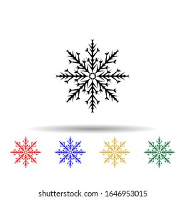 Icono de estilo multicolor de copo de nieve. Línea delgada simple, contorno vectorial de iconos de invierno para ui y ux, sitio web o aplicación móvil
